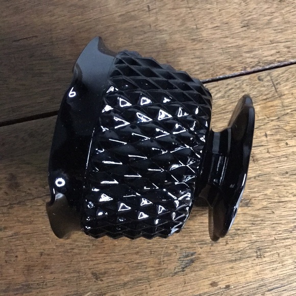 Vintage Authentic 1960 Indiana Glass Co. Cameo Black Glass Tiara Diamond Point - Picture 4 of 4